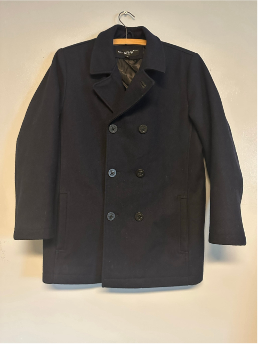 Black Rivet Pea Coat Women’s Size XL Black Double Breasted Wool Blend Jacket